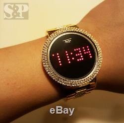 Iced Hip Hop Digital Touch Screen Gold Plated Lab Diamond Smart Metal Watch