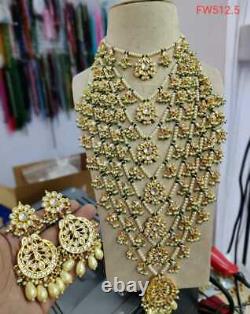 Indian Bollywood Gold Plated Kundan 7 Layer Necklace Earring Wedding Jewelry Set