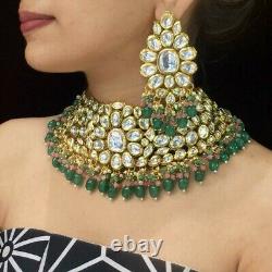 Indian Bollywood Gold Plated Kundan Necklace Earring Wedding Party Jewelry Sets