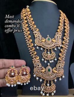Indian Gold Plated Bollywood Style Jewelry Traditional Bridal CZ Chain Necklace