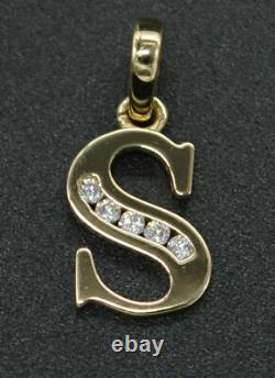 Initial Letter S Pendant 2Ct Round Cut Simulated Diamond 14K Yellow Gold Plated