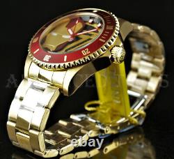 Invicta 44mm Marvel IRON MAN Limited Edition Red Bezel 18K Gold Plated Watch NEW