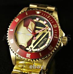 Invicta 44mm Marvel IRON MAN Limited Edition Red Bezel 18K Gold Plated Watch NEW