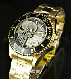 Invicta 44mm Marvel Punisher Limited Edition SKULL DIAL 18K Gold Plated Watch