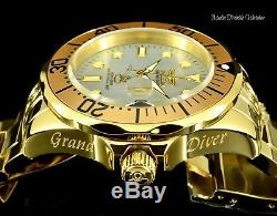 Invicta 47mm Grand Diver AUTOMATIC White MOP Dial 18kGold Plated Bracelet Watch