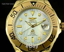 Invicta 47mm Grand Diver AUTOMATIC White MOP Dial 18kGold Plated Bracelet Watch