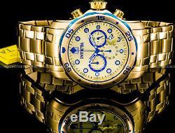 Invicta 48mm Mens Pro Diver Scuba Chronograph 18K Gold Plated SS 200MT Watch