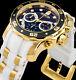 Invicta 48mm Mens Pro Diver Scuba Chronograph Black Dial Gold Plated Ip Pu Watch