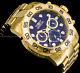 Invicta 50mm Pro Diver Chronograph Blue Dial 18k Gold Plated S S Bracelet Watch