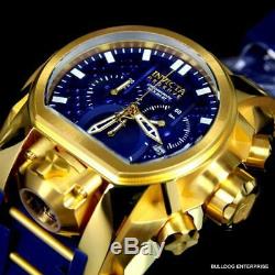 Invicta Bolt Zeus Magnum Blue Gold Plated 52mm Dual Swiss Movt Chrono Watch New