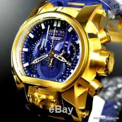 Invicta Bolt Zeus Magnum Blue Gold Plated 52mm Dual Swiss Movt Chrono Watch New