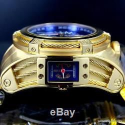 Invicta Bolt Zeus Tria Gold Plated Steel Blue 3 Swiss Mvt Dials 52mm Watch New