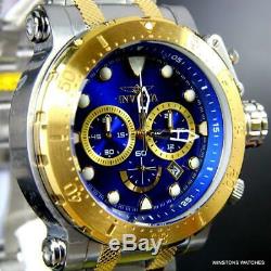 Invicta Coalition Forces Blue 2 Tone Gold Plated Stainless Steel 52mm Watch New