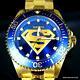 Invicta Dc Comics Superman Pro Diver Gold Plated Steel Blue 44mm Le Watch New