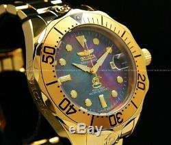 Invicta GRAND DIVER AUTOMATIC Black MOP Dial 18K Gold Plated S. S Bracelet Watch