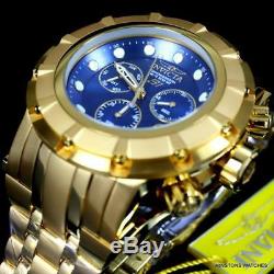 Invicta Grand S1 Rally Blue 54mm Chronograph 18kt Gold Plated Steel Watch New