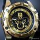 Invicta Marvel Black Panther Bolt Viper 52mm Chronograph Gold Plated Watch New