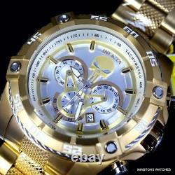 Invicta Marvel Punisher Speedway Viper Chrono Gold Plated Steel 52mm Watch New