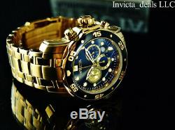 Invicta Men 48mm Pro Diver SCUBA Chronograph Black Dial 18k Gold Plated SS Watch