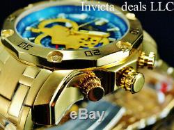 Invicta Men 50mm Pro Diver SCUBA 3.0 Chronograph Blue Dial 18K Gold Plated Watch