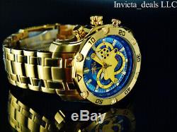 Invicta Men 50mm Pro Diver SCUBA 3.0 Chronograph Blue Dial 18K Gold Plated Watch