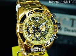 Invicta Men 50mm Pro Diver SCUBA Chrono Gold Carbon Fiber 18K Gold Plated Watch