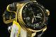 Invicta Men 52mm Grand Pro Diver 18k Gold Plated Blak Dial Ss Black Strap Watch