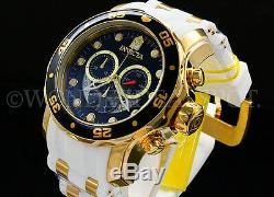 Invicta Men Pro Diver Scuba 48mm 18K Gold Plated Chrono Black Dial S. S Watch NEW