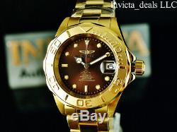 Invicta Men's 43mm Pro Diver AUTOMATIC NH35A BROWN Dial 18K Gold Plated SS Watch