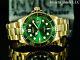 Invicta Men's 43mm Pro Diver Hammerhead Green Dial 18k Gold Plated Ss 100m Watch