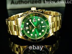 Invicta Men's 43mm Pro Diver HAMMERHEAD Green Dial 18K Gold Plated SS 100M Watch