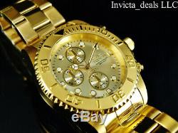 Invicta Men's 44mm Pro Diver Chronograph 18K Gold Plated Champagne Dial SS Watch