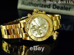 Invicta Men's 44mm Pro Diver Chronograph Champagne Dial 18K Gold Plated SS Watch