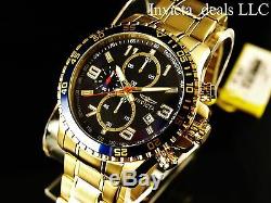 Invicta Men's 45mm Specialty Chronograph 18K Gold Plated Blue Dial SS Watch