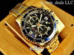 Invicta Men's 45mm Specialty Chronograph 18K Gold Plated Blue Dial SS Watch