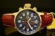 Invicta Men's 46mm I Force Lefty Chrono 18 K Gold Plated Blue Dial Leather Watch