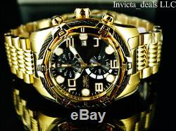 Invicta Men's 50mm Bolt 3rd GEN Chronograph Black Dial 18K Gold Plated SS Watch