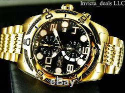 Invicta Men's 50mm Bolt 3rd GEN Chronograph Black Dial 18K Gold Plated SS Watch