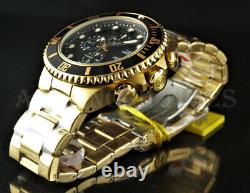 Invicta Men's 50mm Grand Diver Chronograph Black Dial 18K Gold Plated SS Watch
