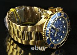 Invicta Men's 50mm Grand Diver Chronograph Blue Dial 18K Gold Plated SS Watch