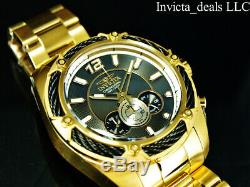 Invicta Men's 52mm BOLT THUNDER Chronograph BLACK Dial 18K Gold Plated SS Watch