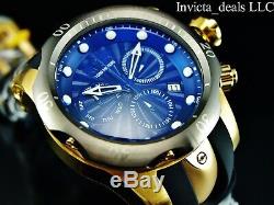 Invicta Men's 52mm VENOM Swiss Chronograph Blue Dial 18K Gold Plated SS Watch