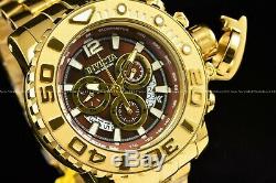 Invicta Men's 70mm Full Sea Hunter Brown Dial Swiss Chrono 18K Gold Plated Watch