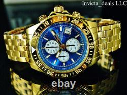 Invicta Men's Aviator Maverick FLIGHT Chrono BLUE DIAL 18K Gold Plated SS Watch