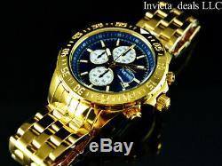 Invicta Men's Aviator Maverick FLIGHT Chrono Blue Dial 18K Gold Plated SS Watch