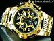 Invicta Mens 50mm Speedway Swiss Chronograph Black Dial 18k Gold Plated Ss Watch