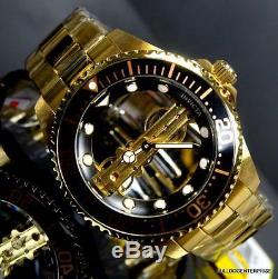 Invicta Pro Diver Ghost Bridge Gold Plated Mechanical Skeleton Black Watch New