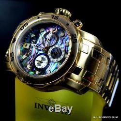 Invicta Pro Diver Scuba Abalone 18kt Gold Plated Chronograph 48mm Watch New