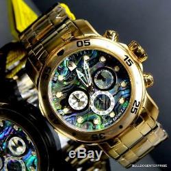 Invicta Pro Diver Scuba Abalone 18kt Gold Plated Chronograph 48mm Watch New