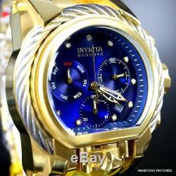 Invicta Reserve Bolt Zeus Magnum Gold Plated Steel Blue Swiss Mvt 52mm Watch New